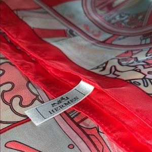 Pink, White and Red Patterned Scarf